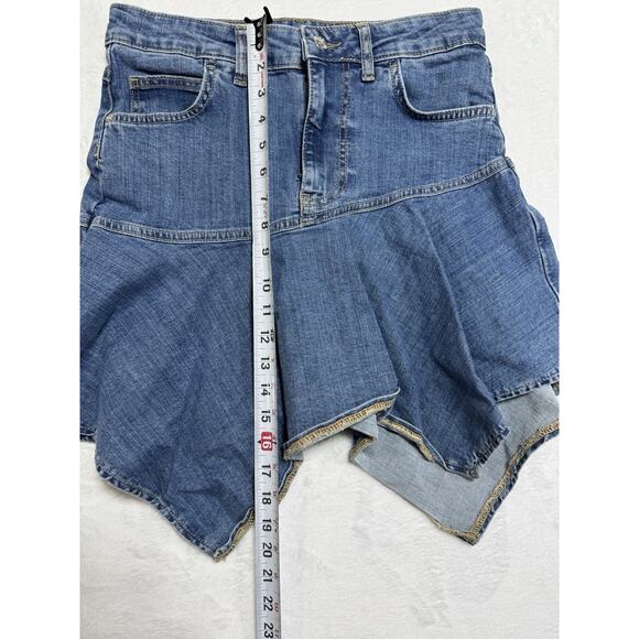 Free People Alara Midi Skirt Denim Size 8 Asymmetrical Cowgirl Festival - Picture 6 of 7